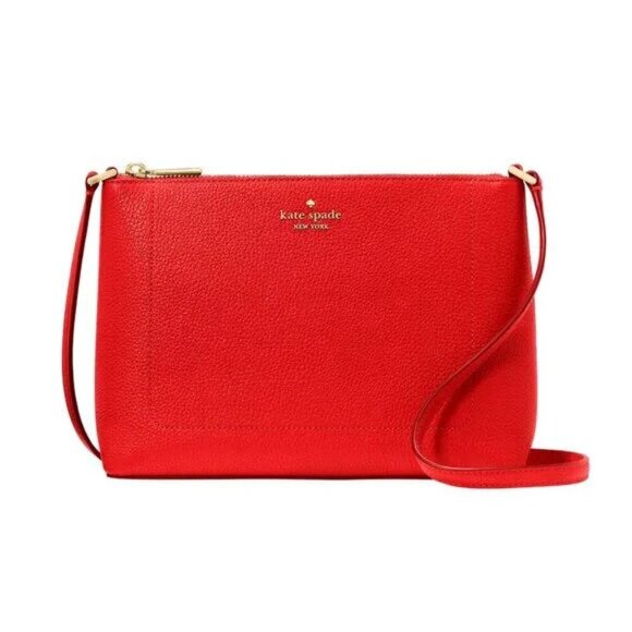 Kate Spade Leila Medium Satchel Designer Crossbody Red Tomato Slice NWT - Picture 1 of 5